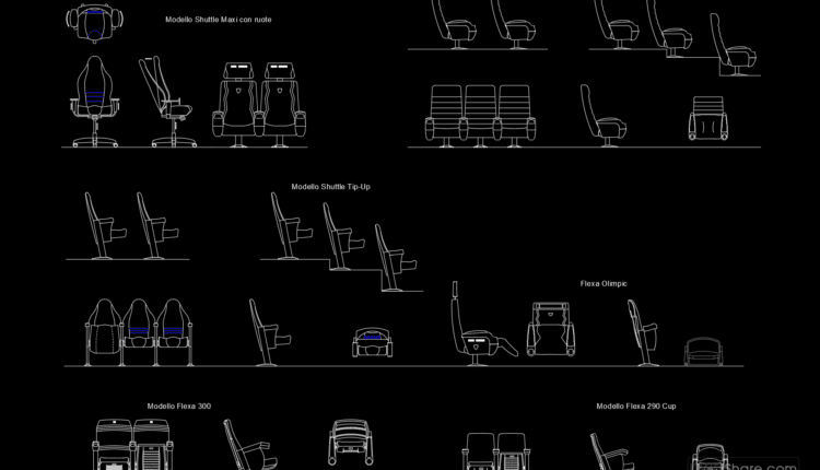 111.Auditorium armchairs cad blocks free download