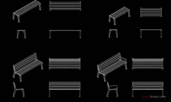 112.Benches Furniture cad blocks free download
