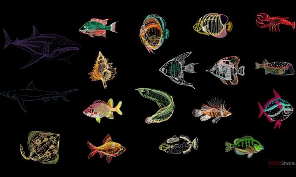 12.Sea fish free AutoCAD drawings