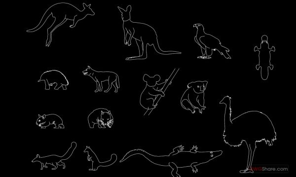 13.Australian Animals free AutoCAD drawings