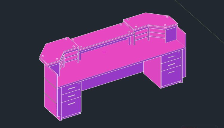 13.Wood Glass Reception 3D Autocad