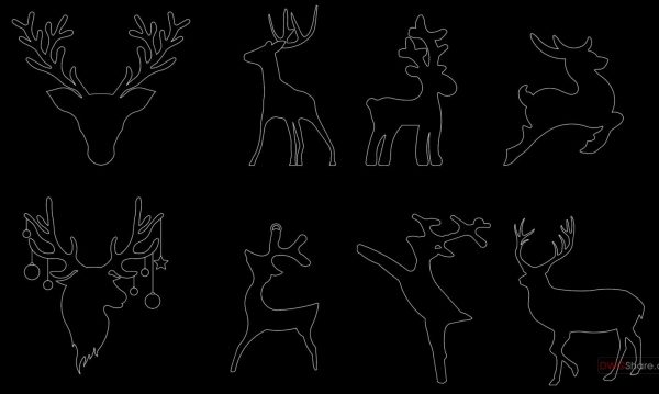 14.Reindeer Outline free AutoCAD drawings