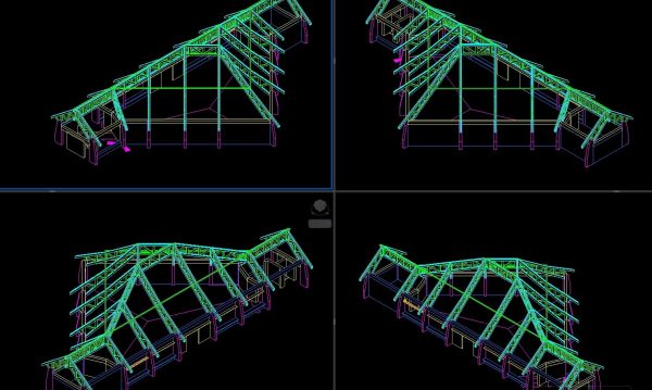 14.Wooden Structure 3D Autocad