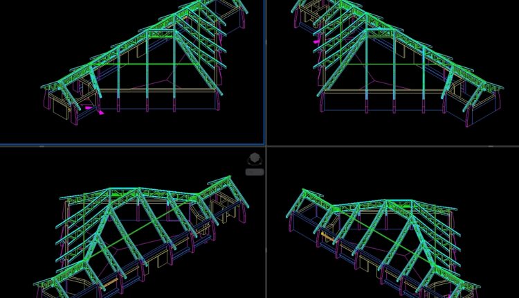 14.Wooden Structure 3D Autocad