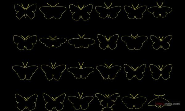16.Butterflies free AutoCAD drawings