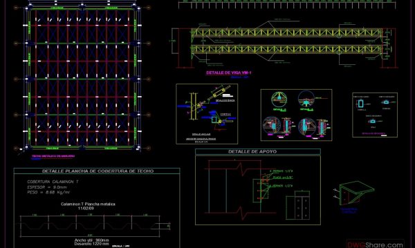 19.Gym Hall Steel Roof Details CAD