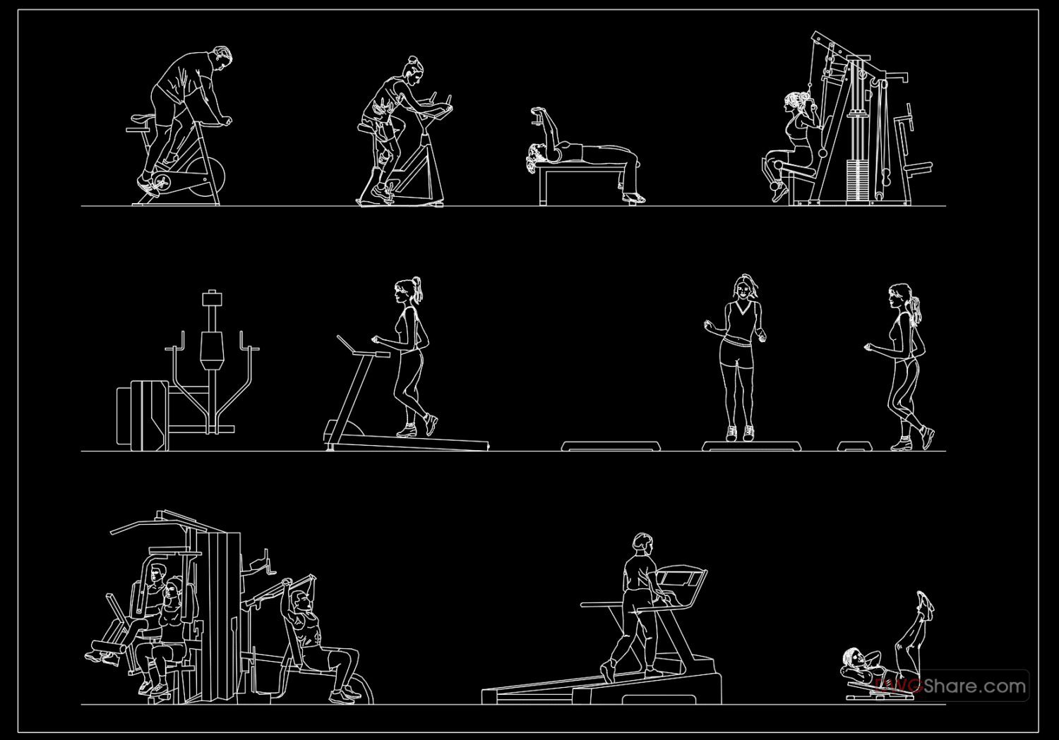 19.People At The Gym CAD Blocks