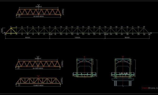 20.Steel Truss Bridge Cross Section CAD