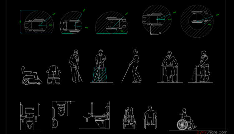 26.Disabled People CAD Blocks