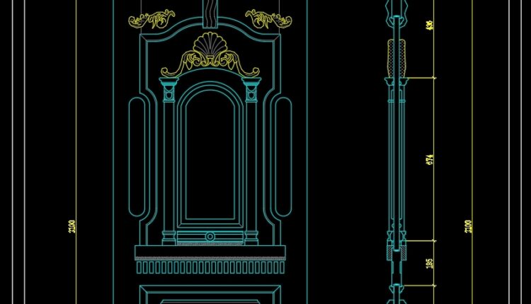 275. Autocad Wooden Door free download