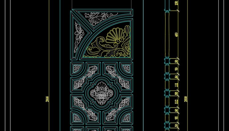 281. Autocad Wooden Door free download