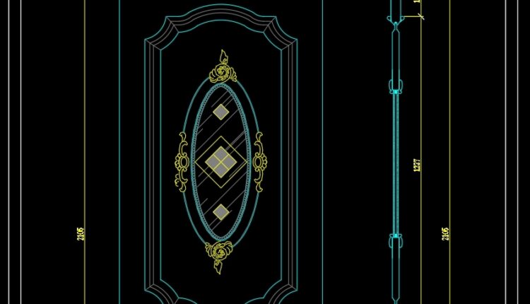 284. Autocad Wooden Door free download