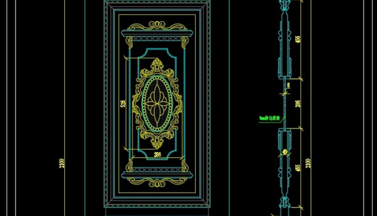 288. Autocad Wooden Door free download