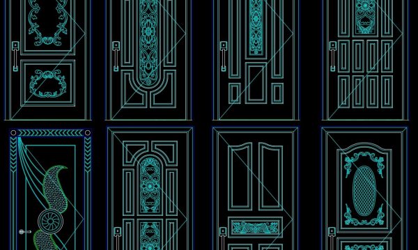 299. Autocad Wooden Door free download