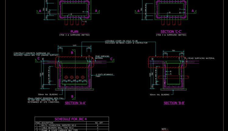 30.Communication Layout Standard Detail For JRC 4 Manhole Autocad Drawing Free Download
