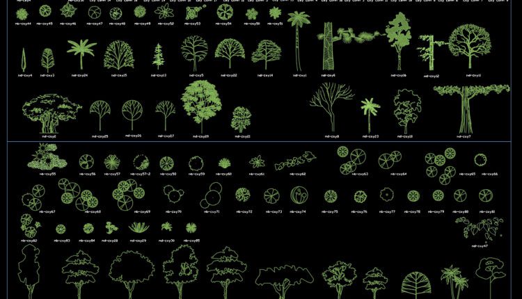 30.Trees AutoCAD blocks free download