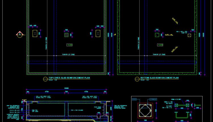 31.Sewage Holding Tank Sections Details Autocad Drawing Free Download