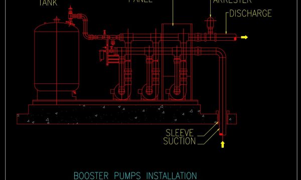 34.Booster Pumps Installation Details Autocad Drawing DWG