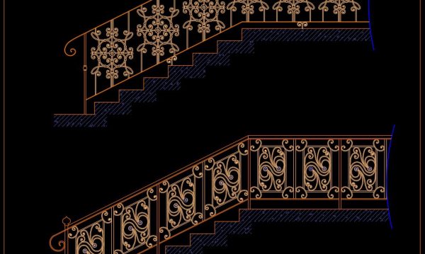 45.Details handrail stairs autocad free download