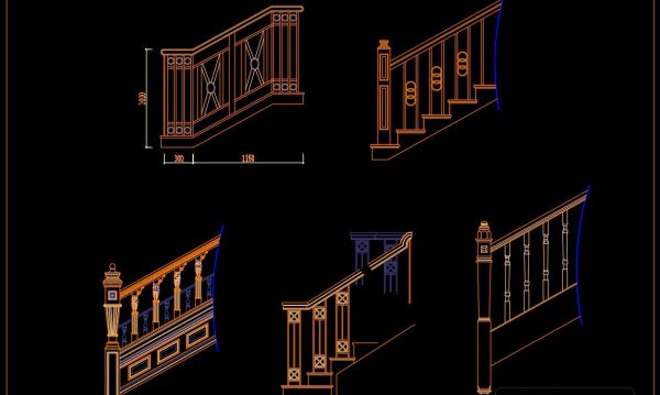 47.Details handrail stairs autocad free download