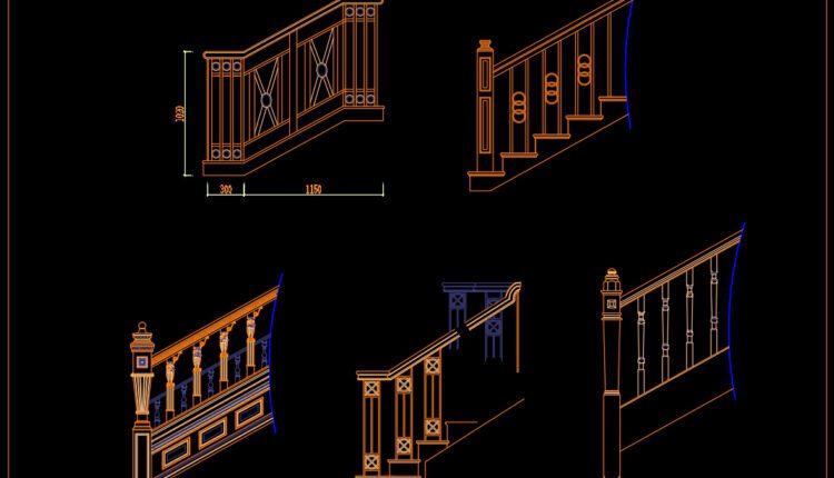 47.Details handrail stairs autocad free download