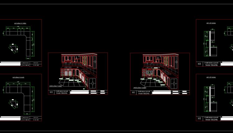 52.Traditional kitchen cupboard, kitchen cabinets autocad drawing