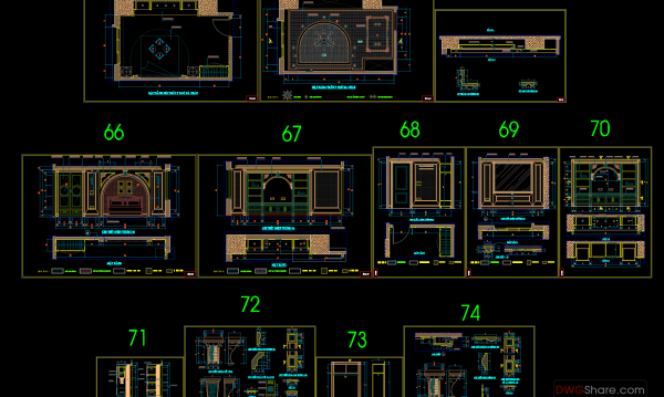 54.Wall cladding details, Ceiling Details Autocad Blocks