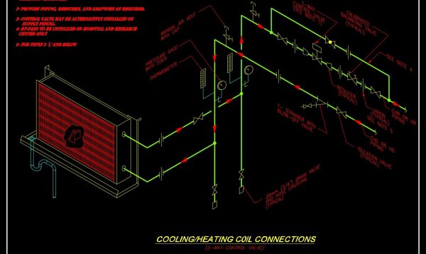 66.Cooling and Heating Coil Connections Details CAD