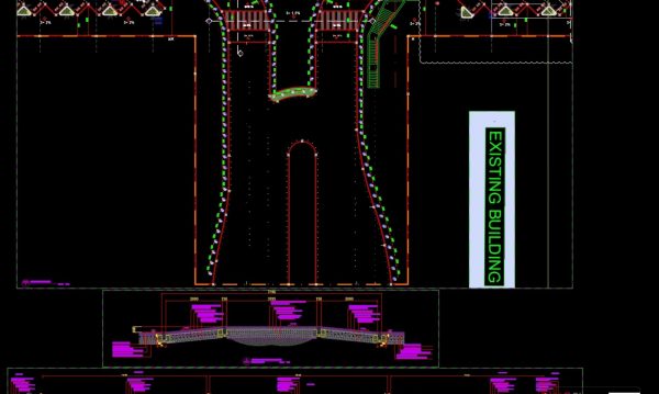 Bus Stop Layout Plan and Cross Section AutoCAD File DWG