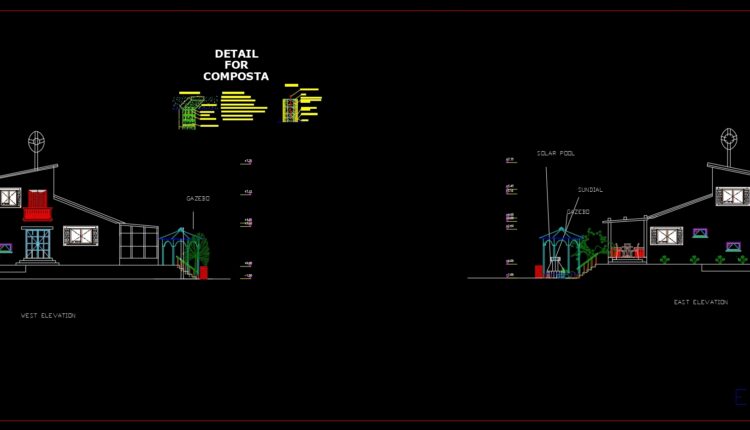 Ecological House Plans and Elevations AutoCAD File Free Download