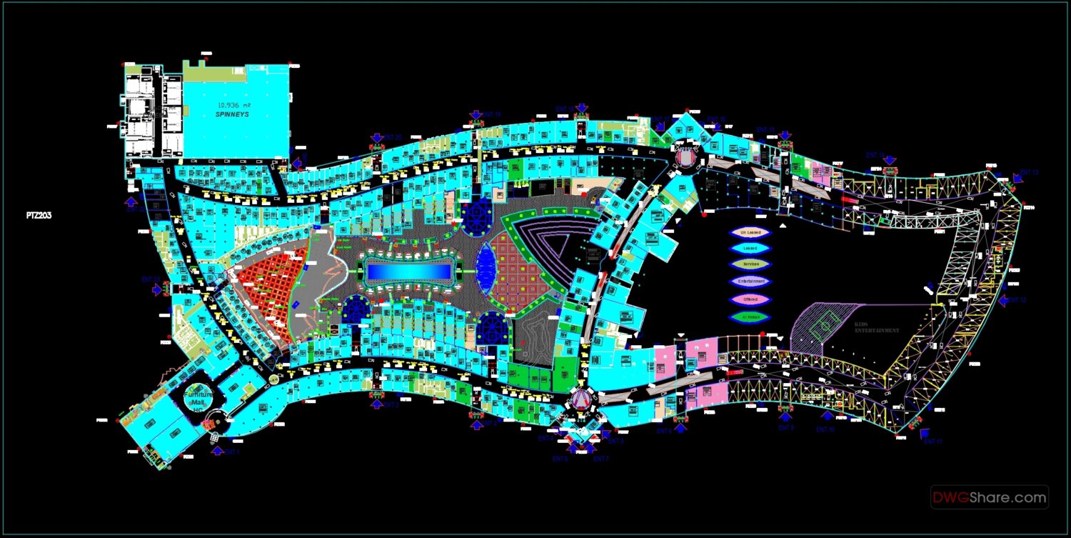 Mall Design Project Complete Layout Plan AutoCAD File DWG
