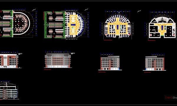 Mall and Shopping Center All Levels Plans With Sections AutoCAD File DWG