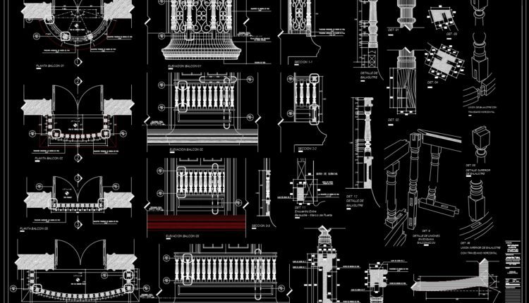 11.Mosque Balcony Ornament Detail Drawing Free Download