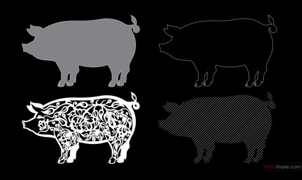 17.Pig free AutoCAD drawings