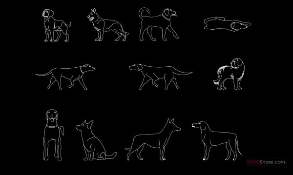 18.Dogs free AutoCAD drawings