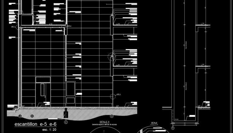 2 Storey building, construction detail sections AutoCAD Drawing
