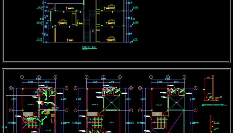 3-Story House a Complete Project AutoCAD File Free Download
