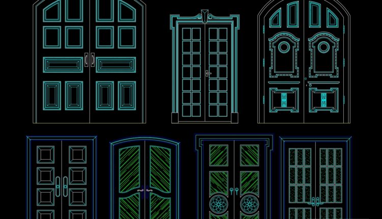 311. Autocad wood - glass doors free download