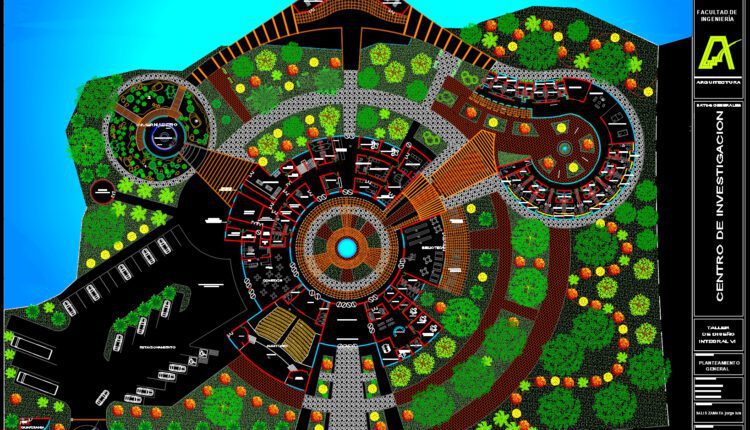 38.Research center Urban Garden Square Plan Design Autocad