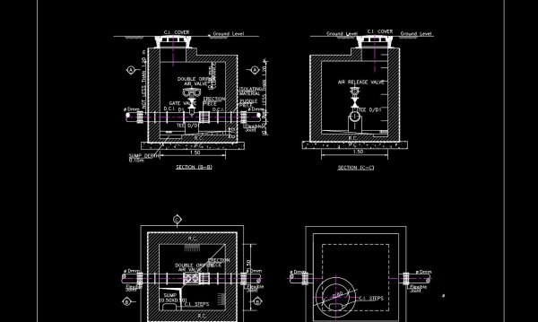 39.Air Valve Chamber Details Autocad Drawing DWG