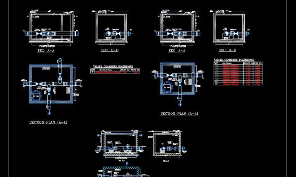 40.Details Of Valves Chambers Autocad Drawing DWG