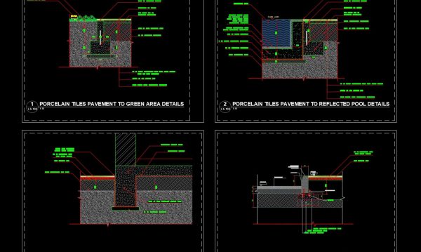 42.Porcelain Tiles Pavement To Asphalt Road Details CAD