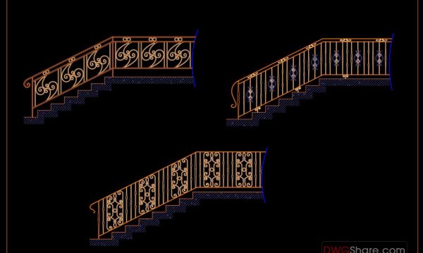 48.Details handrail stairs autocad free download