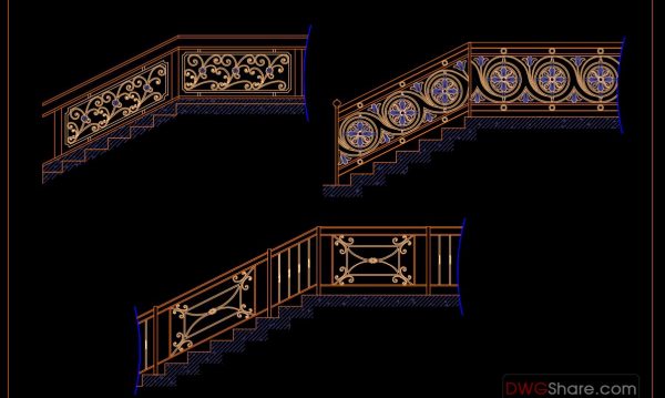49.Details handrail stairs autocad free download