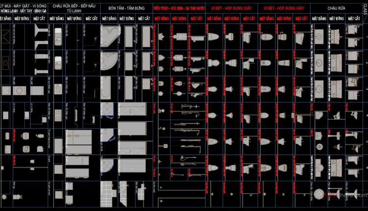 51.Bathtub, Wash basin, Toilet bowls free AutoCAD drawing download