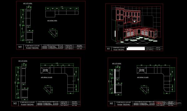 55.Traditional kitchen cupboard, kitchen cabinets autocad drawing
