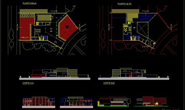 6.Biblioteca y centro cultural barrial AutoCAD File DWG
