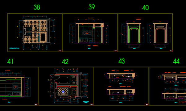 61.Wall cladding details, Ceiling Details Autocad Blocks