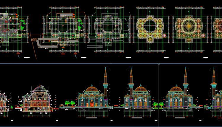 8.Mosque Architectural Detail in AutoCAD download