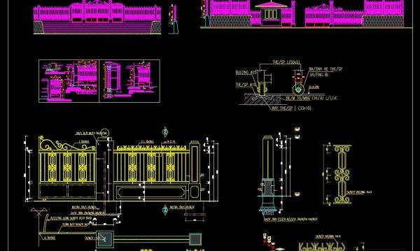 86.Gate and Fence DWG With Detailing For Free Download